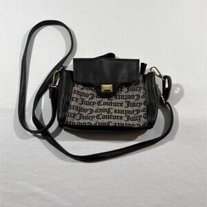 Juicy Couture Purse Women Black Gray Y2K The Day Satchel Monogram Crossbody Bag